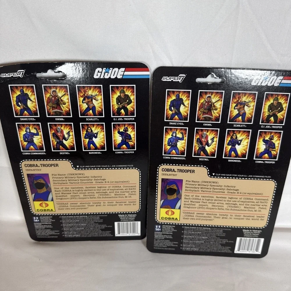 Super7 G.I. Joe Cobra Trooper Infantry 3.75 Inch ReAction Figure 2 Pack Blue